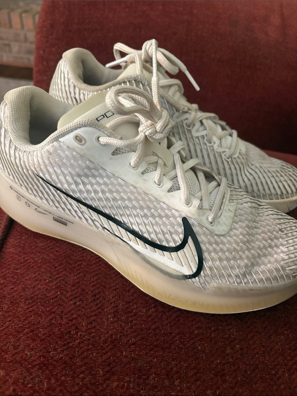Nike vapor max tennis shoes - Cream with Black Swoosh